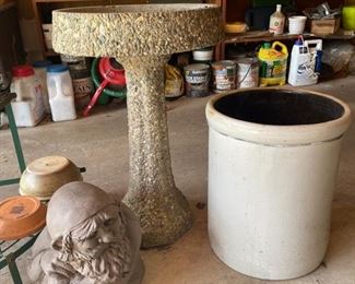 8 gal crock/concrete bird bath