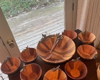 Vagabond wood/pewter bowl set 