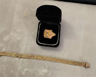 10k Gold Bracelet and Mens 10k Gold Ring
