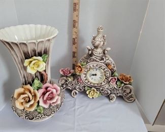 Capadimonte Clock and Vase