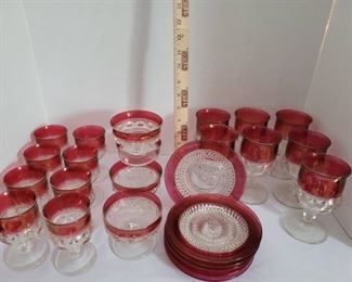 Indiana Glass Ruby Red Plates and Glasses