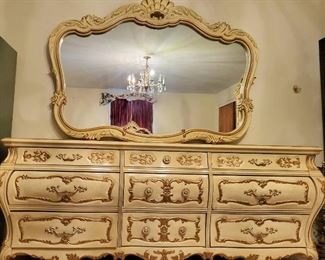 Ornate Provencal Dresser And Mirror