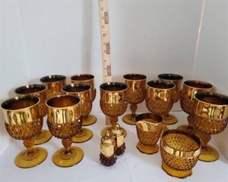 Vintage Indiana Glass Diamond Point Amber