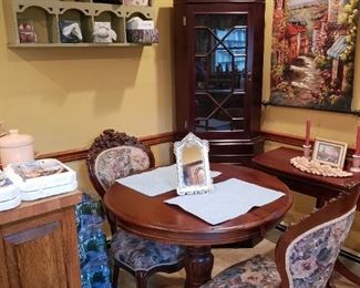 Round table,  mounted shelving unit, and drop leaf table are not available.