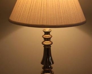 Brass Tabletop Lamp with Lamp Shade