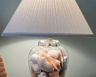 Custom Clear Glass Table Lamp Filled with Shells
