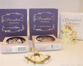 Limited Edition Seraphim Ornaments Plus Wooden Angel Ornament