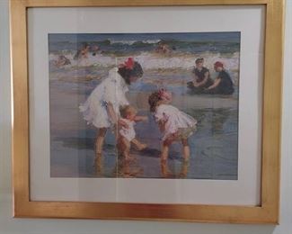 Lovely Children Playing at the Seashore Framed Print