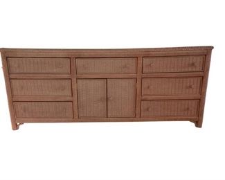 Nice Lexington 9 Drawer Wicker Dresser with Protective Glass Top