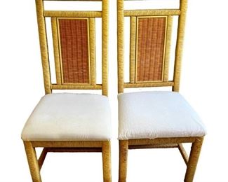Pair of Beautiful Henry Link Rattan Dining Chairs