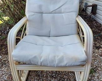 Vintage Bamboo Arm Chair with Cushion