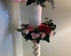 Vintage Gorgeous Twisted Moorish Styled Column Plant Stand with Vase