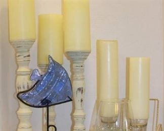 White Pillar Candle Holders Clear Glass Vase and More