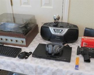 Electronics - turntable, boombox