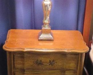 Nightstand, mercury glass style lamp