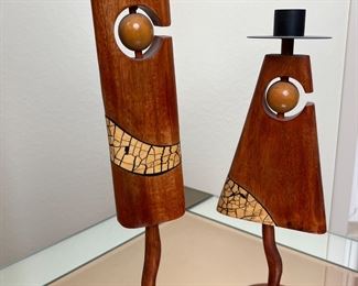 Philippines Teak Wood Figural Candle holders	14in H & 12in H	HxWxD

