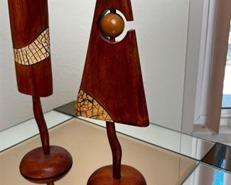 Philippines Teak Wood Figural Candle holders	14in H & 12in H	HxWxD
