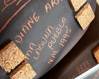 J.R. Diane Aragon Laguna Pueblo Pillow Pot Native American Pottery vase Moving Ball	11 x 11 x 2.5in	HxWxD
