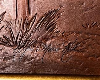 Buffalo Original Roger & Marie Kull Sculpted Leather Art Southwest 	Frame: 22 x 26in	
