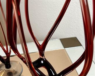 Vintage 4pc Art Glass Jellyfish Compote & Candle Holders	Bowl: 19.5 x 7 in diameter at top.	
