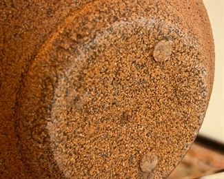 Signed Vintage Carma Sand Stone Oil Lamp Art Pottery Vase Sedona Arizona	4.5 x 5.5in diameter.	
