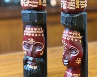 2pc Jamaica Tiki Statues Wood Carved	10 inches high	
