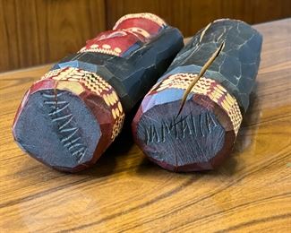 2pc Jamaica Tiki Statues Wood Carved	10 inches high	
