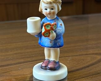 Vintage Hummel Goebel Girl with Flowers and Candleholder No.115	3.75 inches high.	
