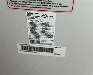 Kenmore 251.85450.900 Air Cleaner	22.5 x 19 x 12in	HxWxD
