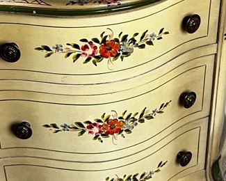 Vintage Italian Venetian Style Hand Painted Floral Marble Top Chest	30 x 24.5 x 13.25in	

