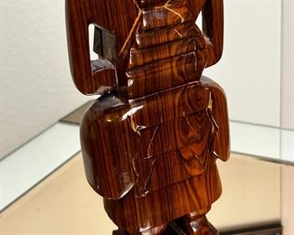 Hand Carved Inca Figure CAL Peru Huayacan Wood Sculpture Guayacan	11.5 inches high.	
