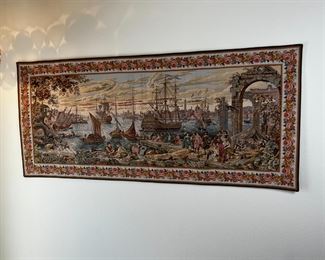 Antique Tapestry Merchants on the Quayside P Paris Panneaux Gobelins "	34x78in	
