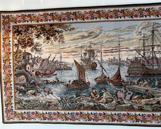Antique Tapestry Merchants on the Quayside P Paris Panneaux Gobelins "	34x78in	
