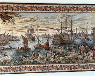 Antique Tapestry Merchants on the Quayside P Paris Panneaux Gobelins "	34x78in	
