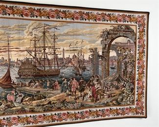 Antique Tapestry Merchants on the Quayside P Paris Panneaux Gobelins "	34x78in	
