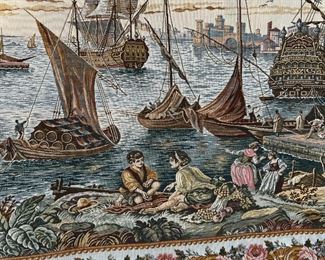 Antique Tapestry Merchants on the Quayside P Paris Panneaux Gobelins "	34x78in	
