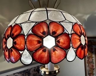 Vintage Capiz Shell Daisy Hanging Swag Lamp Light 	18 x 16in diameter	
