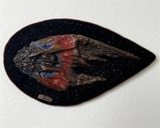 Roberto Garcia Jr El Cometa&nbsp; Art Sculpture  R. 	9.5 x 16.5 x 2.5.	HxWxD
