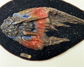 Roberto Garcia Jr El Cometa&nbsp; Art Sculpture  R. 	9.5 x 16.5 x 2.5.	HxWxD
