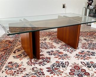 MCM Gustav Gaarde Trekanten Coffee Table Danish Modern Teak Glass Top	17 x 30 x 54in 	HxWxD
