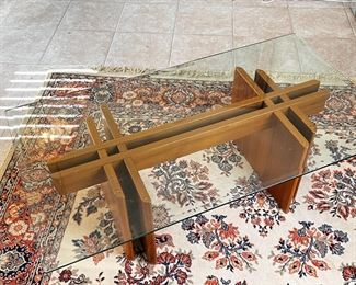 MCM Gustav Gaarde Trekanten Coffee Table Danish Modern Teak Glass Top	17 x 30 x 54in 	HxWxD
