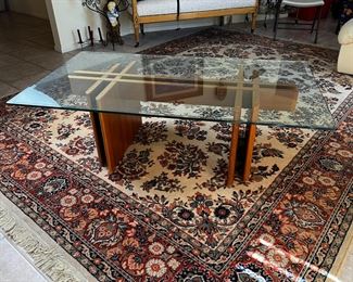MCM Gustav Gaarde Trekanten Coffee Table Danish Modern Teak Glass Top	17 x 30 x 54in 	HxWxD
