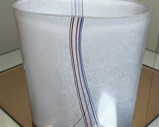 Kosta Boda Bertil Vallien Vase Rainbow Thread Stripe Art Glass	7.5x7x 3.5	HxWxD
