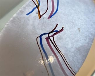 Kosta Boda Bertil Vallien Vase Rainbow Thread Stripe Art Glass	7.5x7x 3.5	HxWxD
