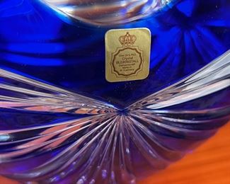 German Crystal Cut to Clear Blue Bowl Bleikristall Diamantschliff Bleikristall  	5.5 x 9.75 in Diameter	HxWxD
