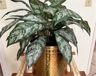 Hammered Brass Planter with Faux Plant	Pot: 10 inches hig	
