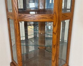 Oak & Glass Corner Cabinet	76x24x24in	HxWxD
