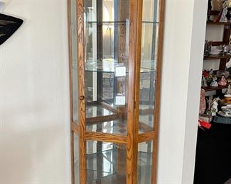 Oak & Glass Corner Cabinet	76x24x24in	HxWxD
