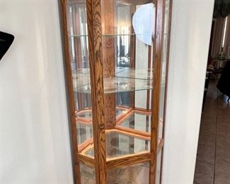 Oak & Glass Corner Cabinet	76x24x24in	HxWxD

