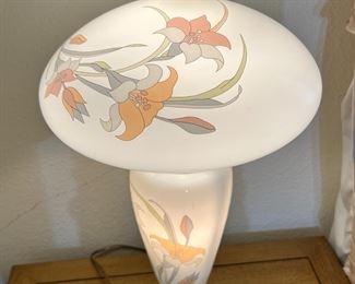 Vintage Floral Glass Mushroom Lamp	20 x 11in diameter	
